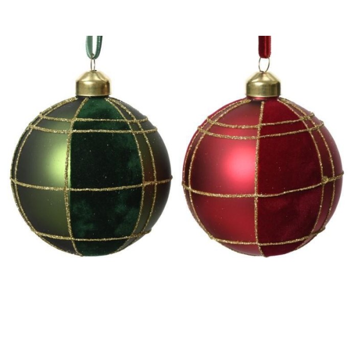 SFERA VETRO E VELLUTO RED-GREE